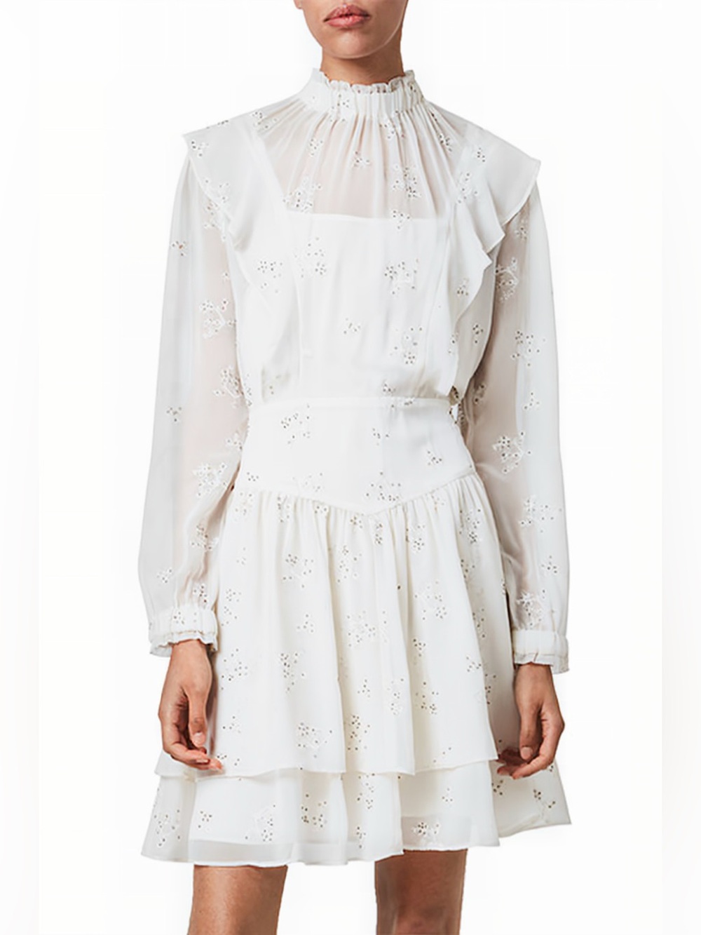 AllSaints Aislyn Ditsy Dress in Chalk White